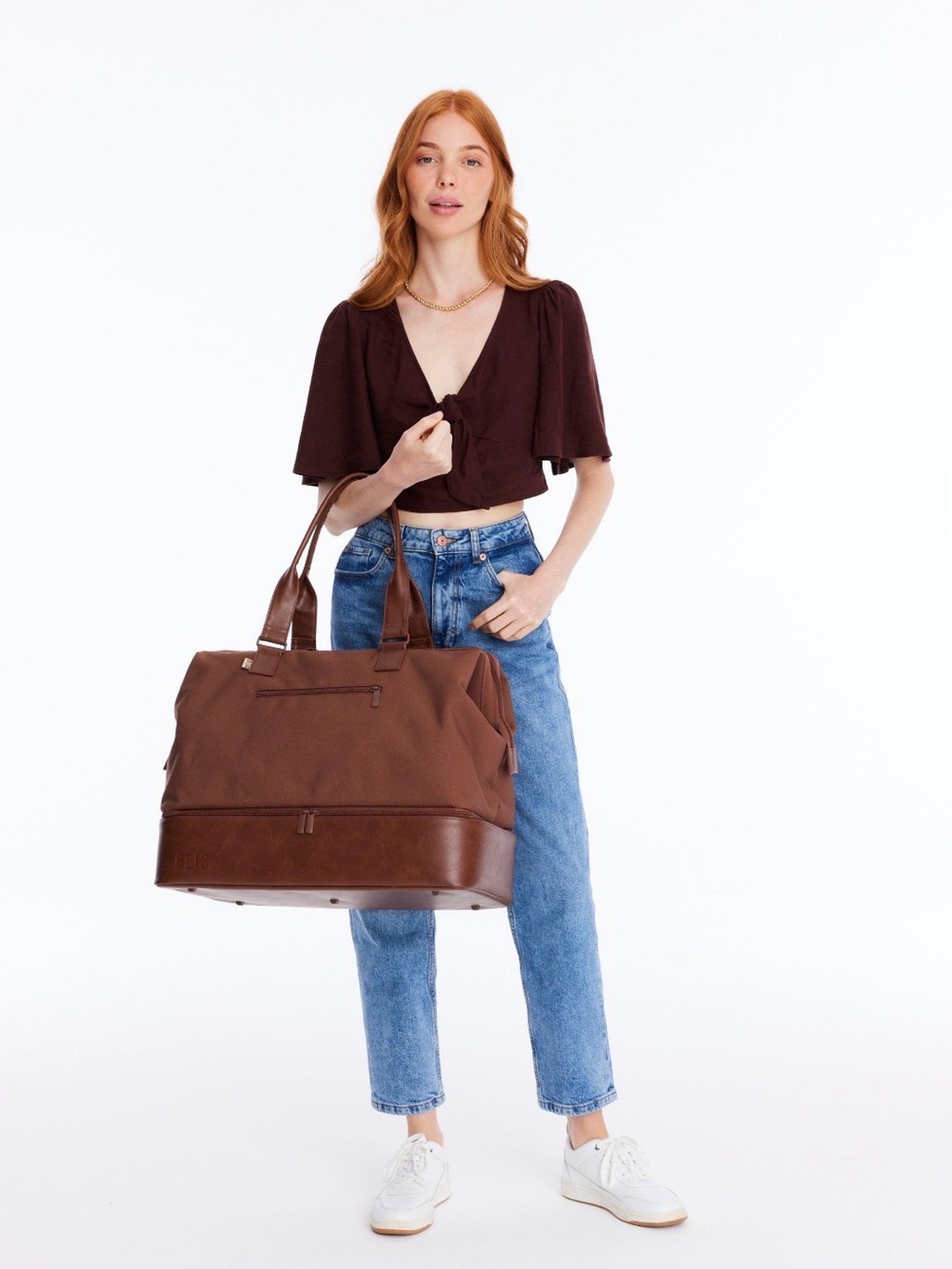 BEIS Large Travel Duffel Bag in Brown